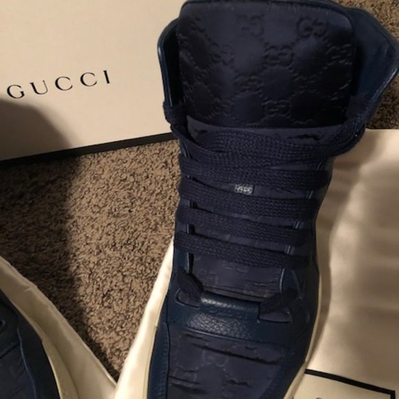 Gucci Blue Guccissima High Top Sneaker - Picture 8 of 12